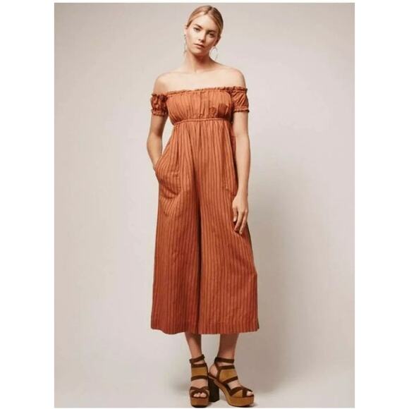 Free People Intimates I Can't Get Over This Linen & Cotton Jumpsuit w Pockets - Picture 1 of 12